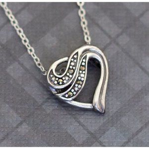 Vintage Sterling Silver Heart Pendant Necklace, 18 Inches by Avon - G35